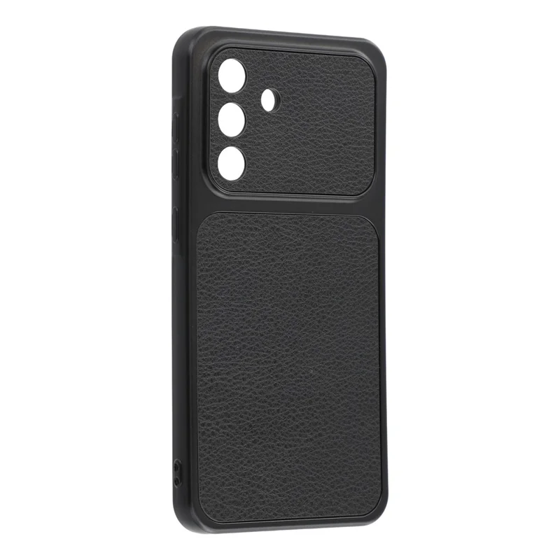 For Samsung Galaxy A36 5G Case Sheepskin Texture Leather Coated TPU Phone Cover with Precise Camera Cutouts - Black