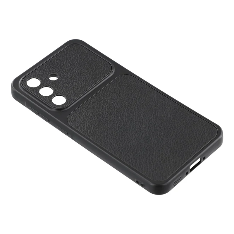 For Samsung Galaxy A36 5G Case Sheepskin Texture Leather Coated TPU Phone Cover with Precise Camera Cutouts - Black