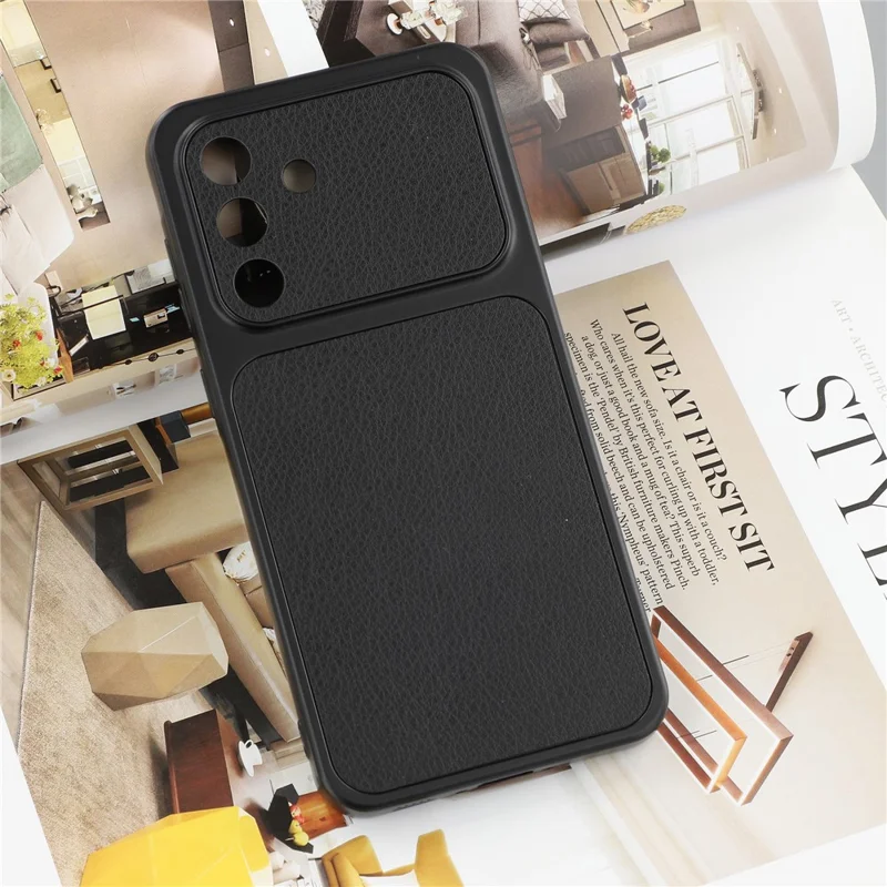 For Samsung Galaxy A36 5G Case Sheepskin Texture Leather Coated TPU Phone Cover with Precise Camera Cutouts - Black