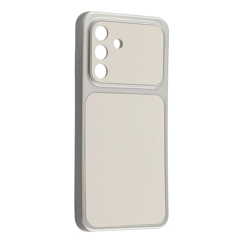 For Samsung Galaxy A56 5G Case Sheepskin Texture Leather Coated TPU Phone Cover with Precise Camera Cutouts - White