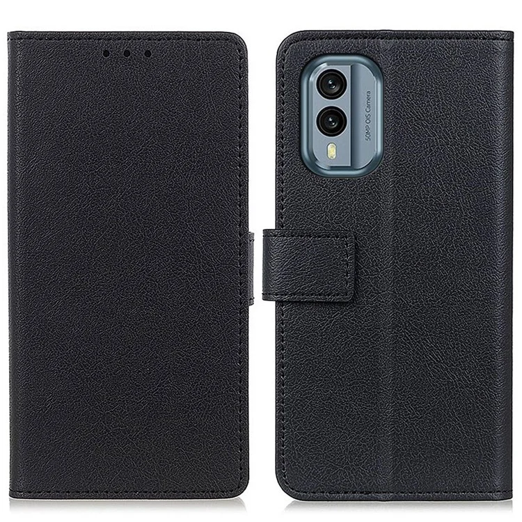 Para Nokia X30 5G Textured PU Leather TPU Inner Magnetic Case Stand Feature Wallet Flip Protective Phone Cover - Negro