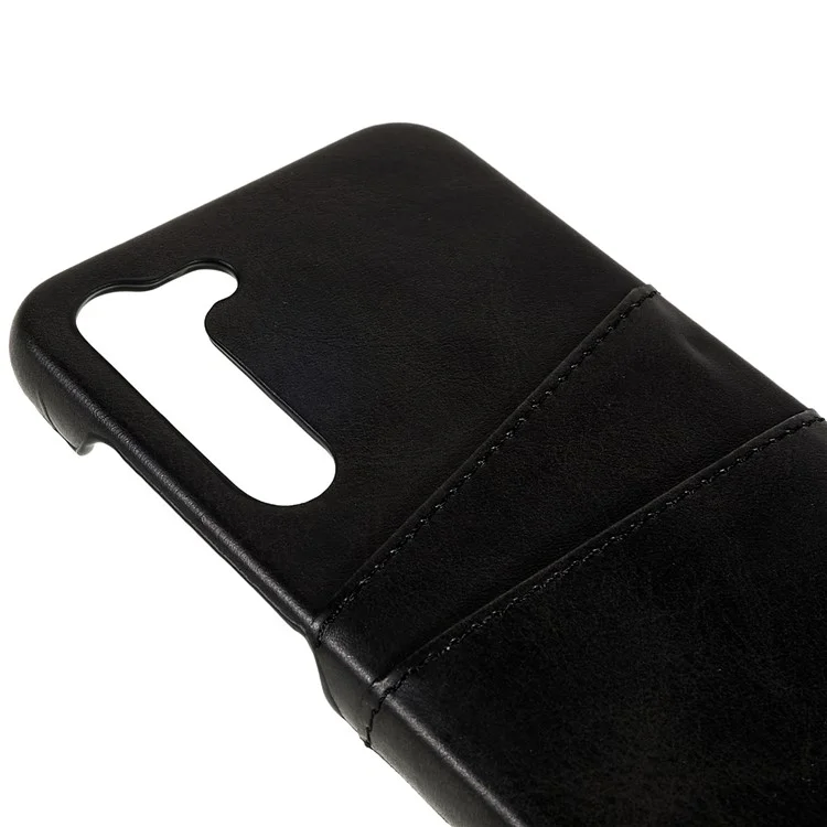 For Samsung Galaxy S23+ Phone Case PU Leather Coated PC Back Cover with Two Card Slots - Black