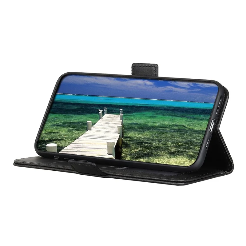 For Xiaomi Redmi A7 Pro 4G Case Stand Cowhide Texture PU Leather Phone Cover - Black