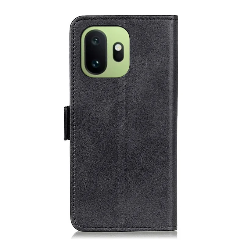 For OnePlus 15T 5G Case Stand Cowhide Texture PU Leather Phone Cover - Black