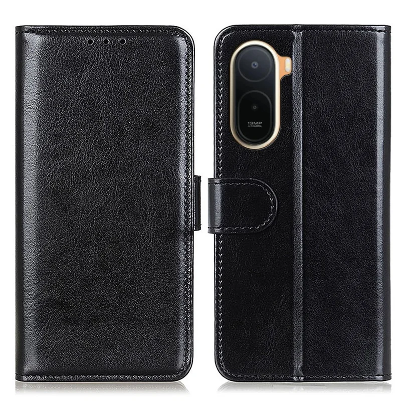For Xiaomi Redmi A7 Pro 4G (171.56mm) Case Crazy Horse Texture PU Leather Phone Stand Cover - Black