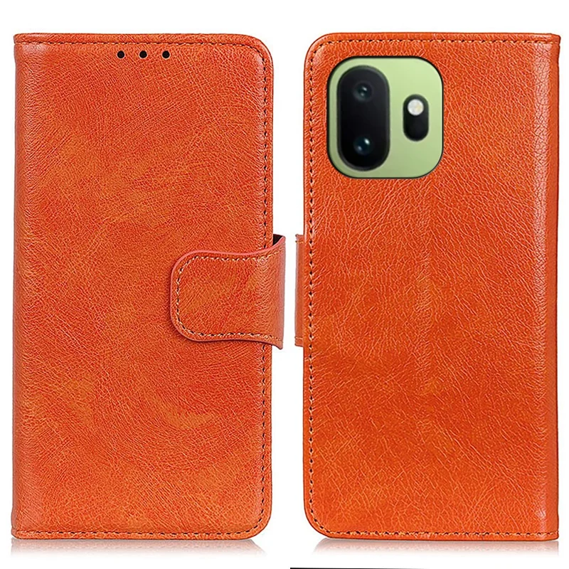 For OnePlus 15T 5G Case Nappa Texture Split Leather Wallet Phone Cover - Orange