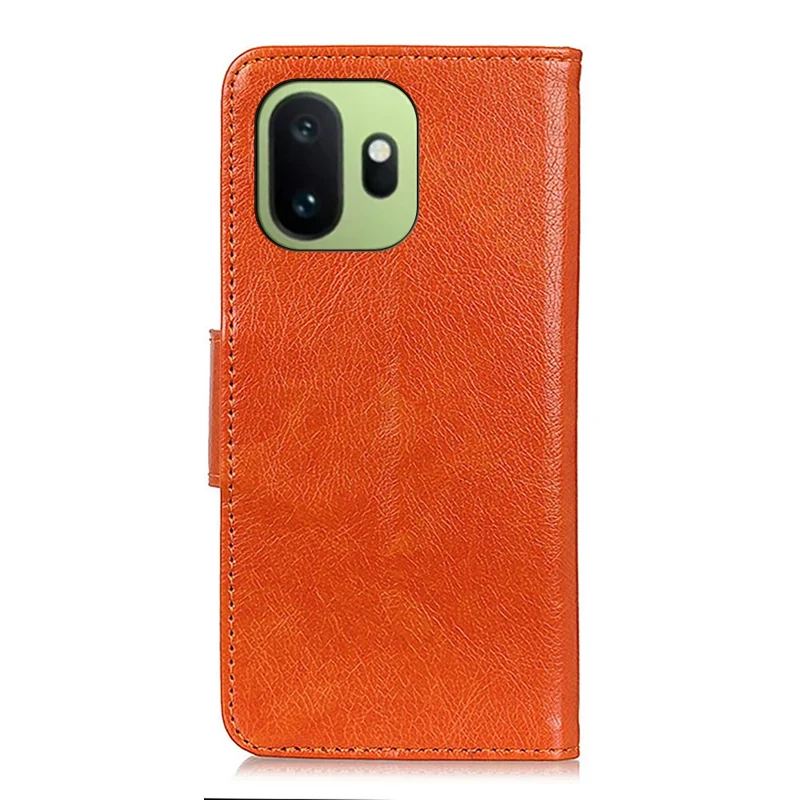 For OnePlus 15T 5G Case Nappa Texture Split Leather Wallet Phone Cover - Orange