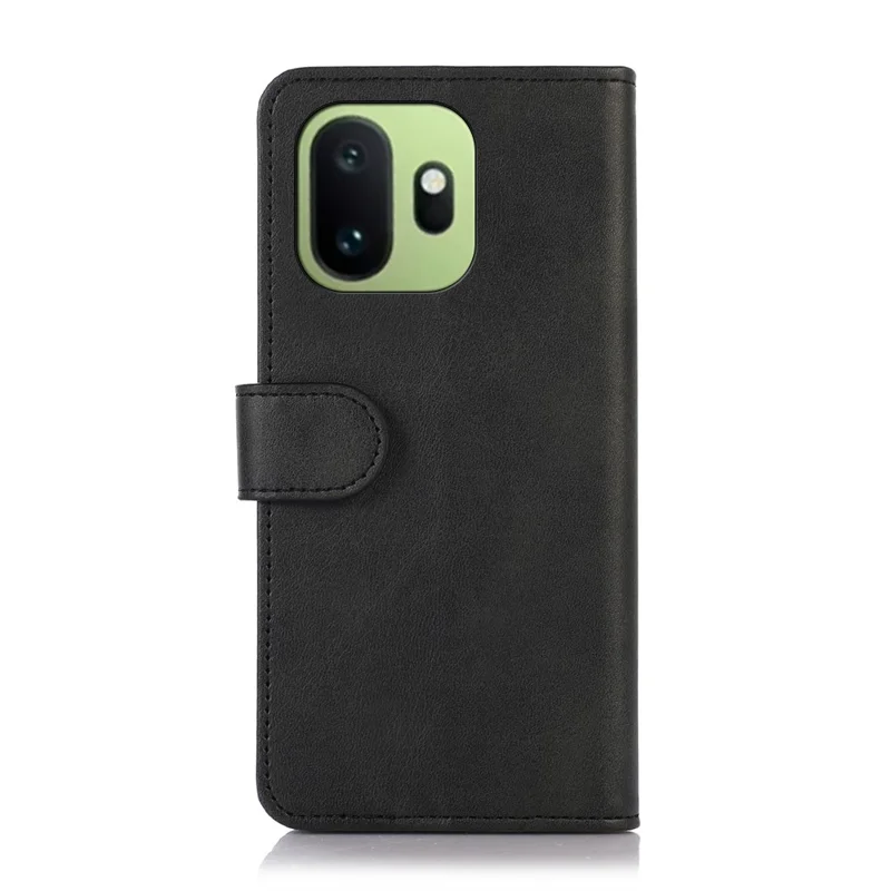 For OnePlus 15T 5G Case Cowhide Texture Leather Wallet Phone Cover with Stand - Black