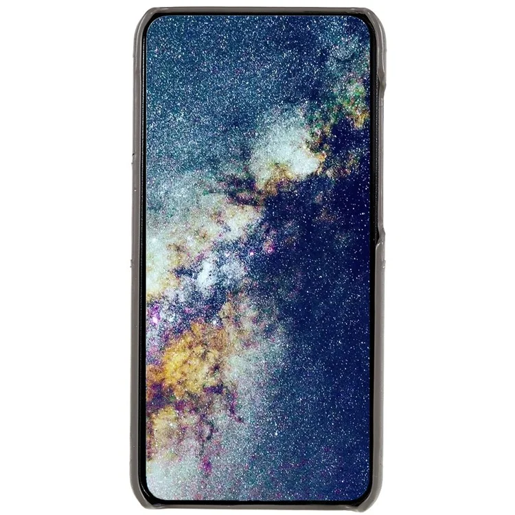 Para Samsung Galaxy S23 Scratch Proof Phone Case PU Leather Coated PC Back Cover with Two Card Slots - Cinza