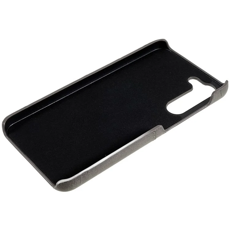 Para Samsung Galaxy S23 Scratch Proof Phone Case PU Leather Coated PC Back Cover with Two Card Slots - Cinza