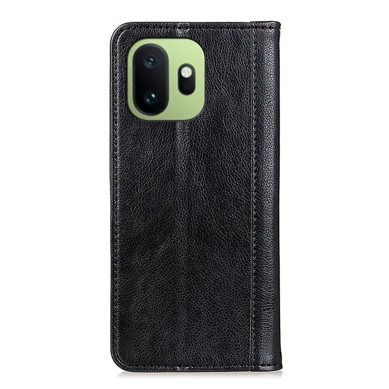 For OnePlus 15T 5G Stand Case Split Leather Litchi Texture Wallet Phone Cover - Black