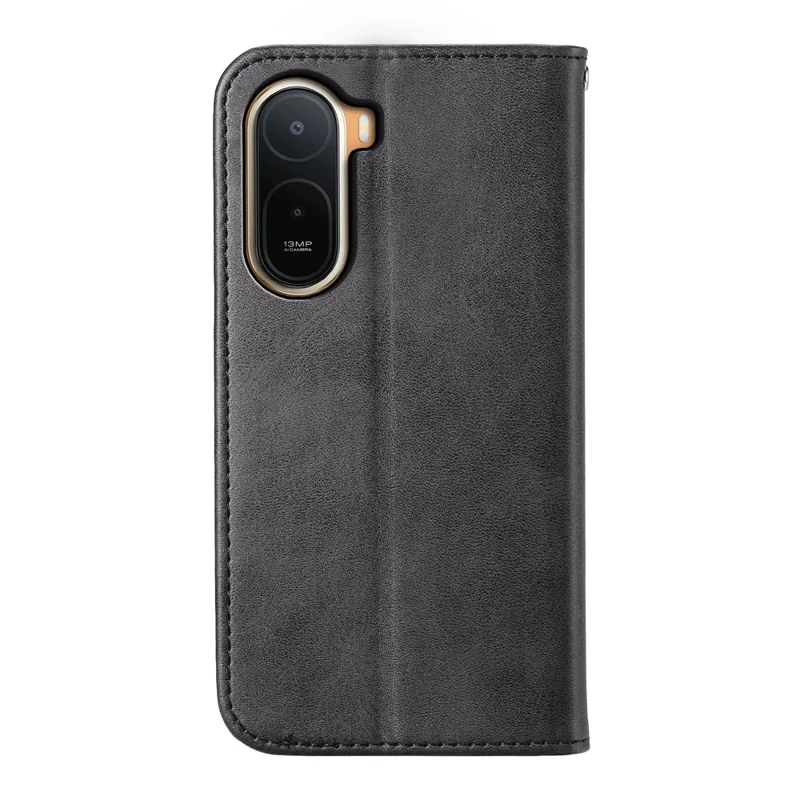 For Xiaomi Redmi A7 Pro 4G Case Calf Texture PU Leather Wallet Phone Cover with Wrist Strap - Black