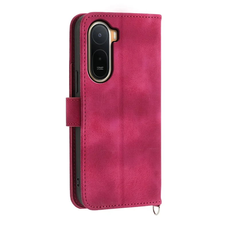 For Xiaomi Redmi A7 Pro 4G Wallet Case Flower Pattern PU Leather Phone Cover with Strap - Wine Red