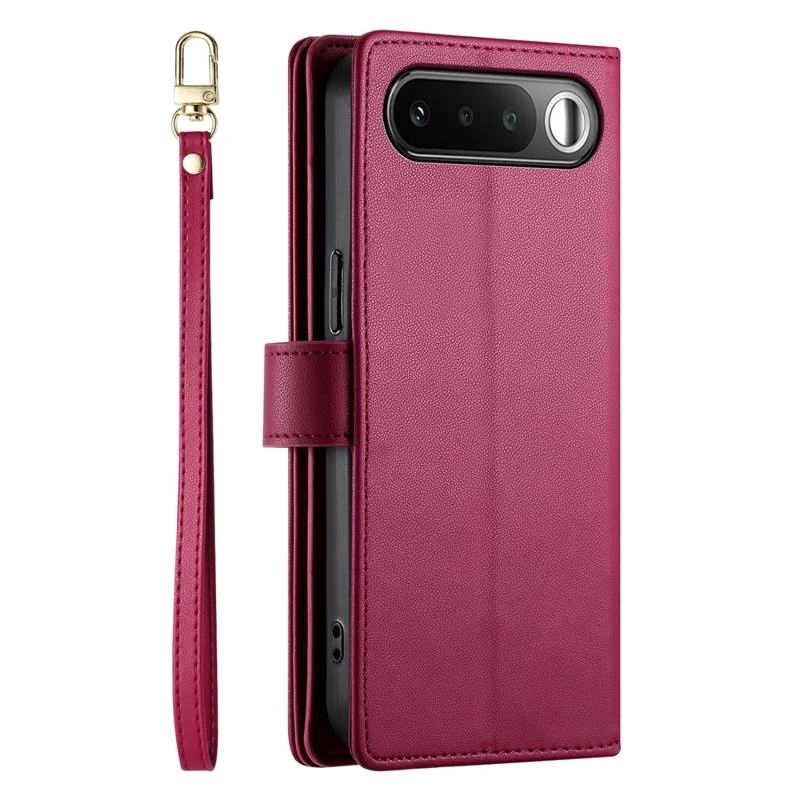 For Realme 16 5G Leather Case Zipper Pocket Wallet Phone Cover with Straps - Red