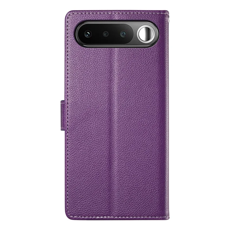 For Realme 16 5G Case Magnetic Snap Litchi Texture Leather Wallet Phone Cover with Wrist Strap - Purple