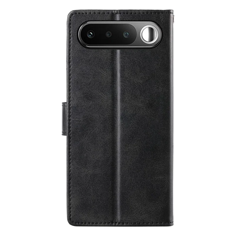 For Realme 16 5G Phone Case Stand Wallet Calf Texture PU Leather Flip Phone Cover with Wrist Strap - Black