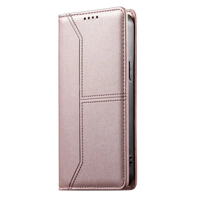 For Realme 16 5G Wallet Stand Case Line Splicing TPU PU Leather Phone Cover - Pink