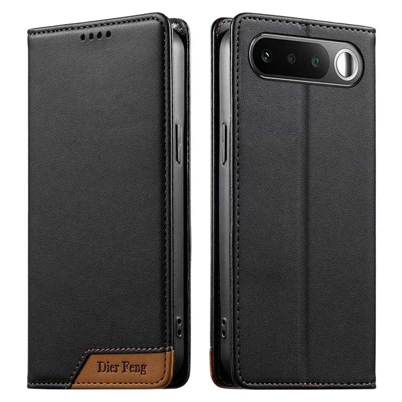 DIERFENG DF-018 for Realme 16 5G Case RFID Blocking Wallet Leather Phone Cover with Color Splicing Logo Corner - Black