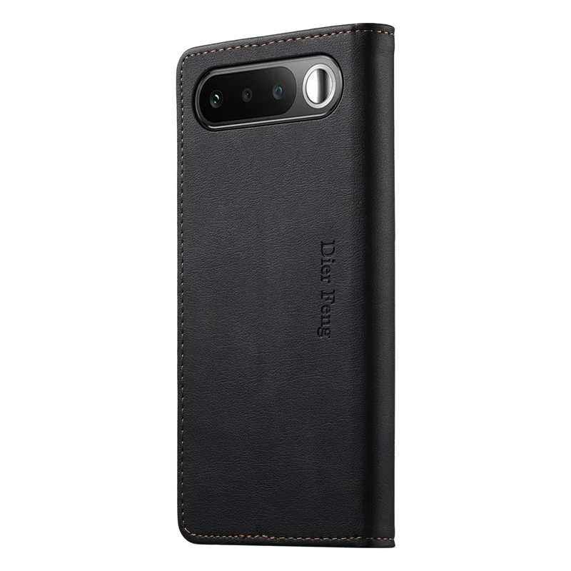 DIERFENG DF-019 for Realme 16 5G Leather Wallet Case Magnetic Flip Cover with Card Slots RFID Blocking - Black