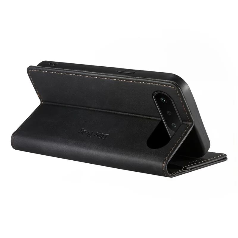 DIERFENG DF-019 for Realme 16 5G Leather Wallet Case Magnetic Flip Cover with Card Slots RFID Blocking - Black