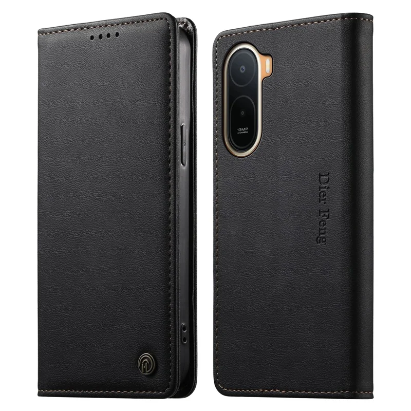DIERFENG DF-019 for Xiaomi Redmi A7 Pro 4G Leather Wallet Case Magnetic Flip Cover with Card Slots RFID Blocking - Black