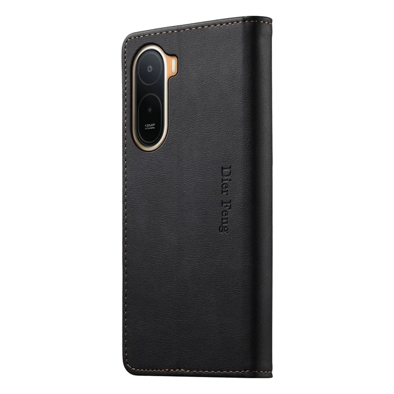 DIERFENG DF-019 for Xiaomi Redmi A7 Pro 4G Leather Wallet Case Magnetic Flip Cover with Card Slots RFID Blocking - Black