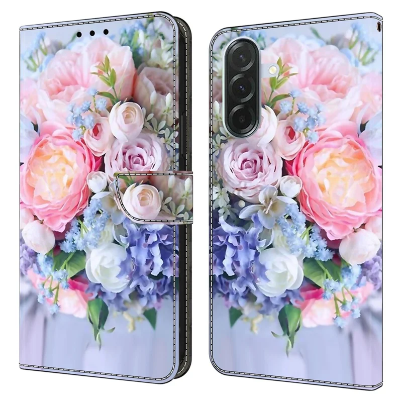 For Samsung Galaxy A27 5G Wallet Case Magnetic Clasp 3D Pattern Leather Phone Cover - Colorful Flower