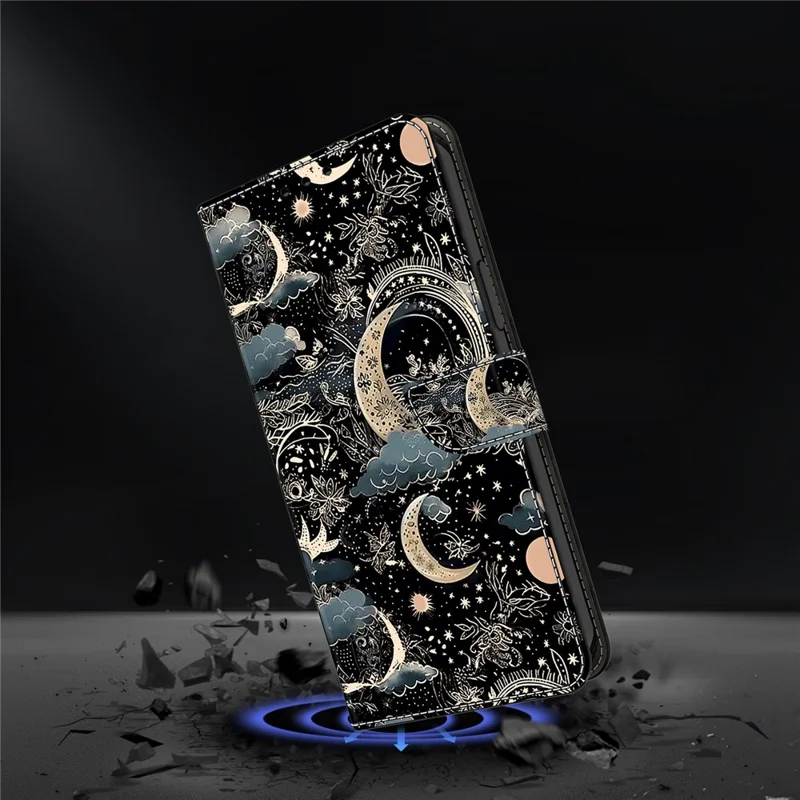 Étui portefeuille pour Samsung Galaxy A27, housse en cuir PU avec support - Lune