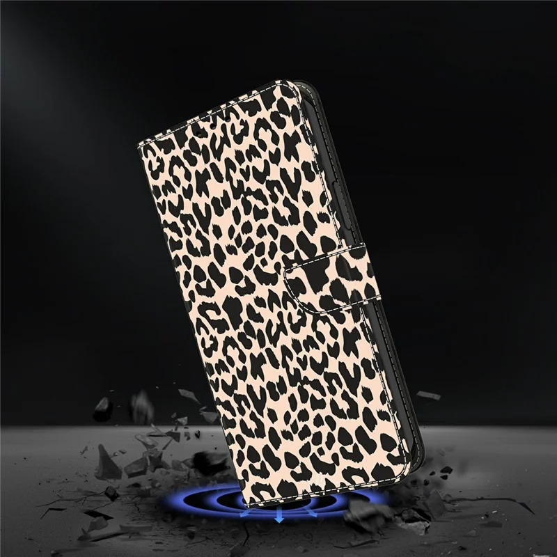 For Samsung Galaxy A27 Phone Case Pattern Printed TPU + PU Leather Flip Cover with Card Slot - Leopard Print