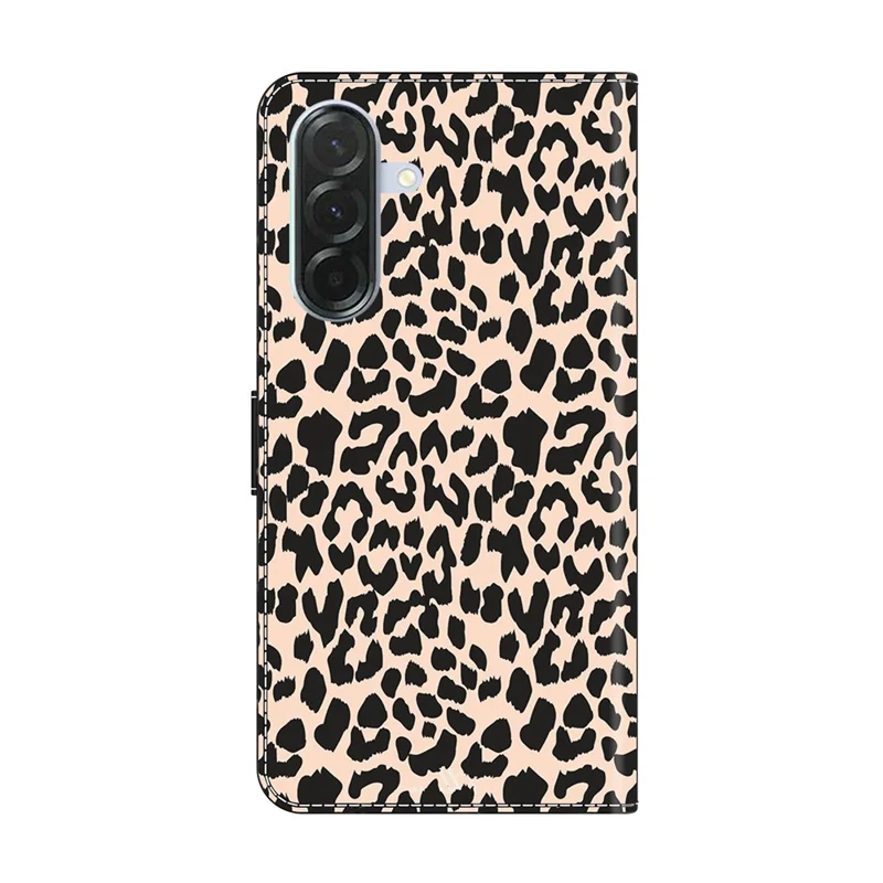 For Samsung Galaxy A27 Phone Case Pattern Printed TPU + PU Leather Flip Cover with Card Slot - Leopard Print