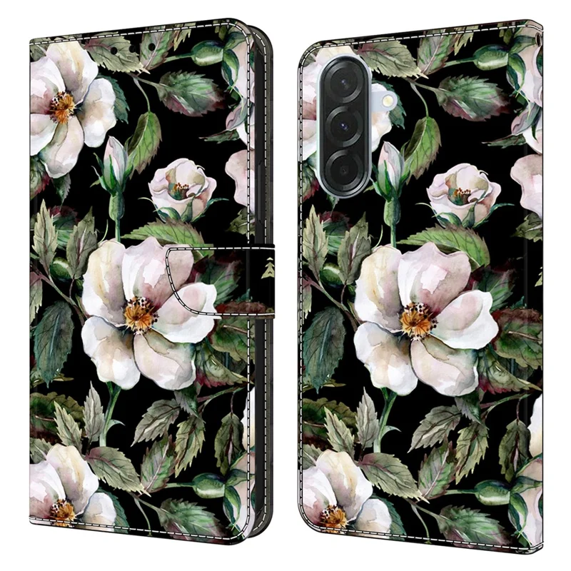 For Samsung Galaxy A27 5G Wallet Case Foldable Stand Pattern Printing PU Leather Flip Phone Cover - Large Flower
