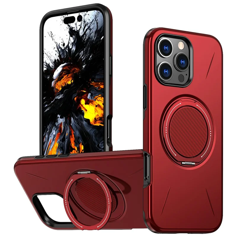 Bulk Purchasing For iPhone 16 Pro Max Case Compatible with MagSafe Rotary Kickstand TPU + PC Anti-drop Phone Cover - Red