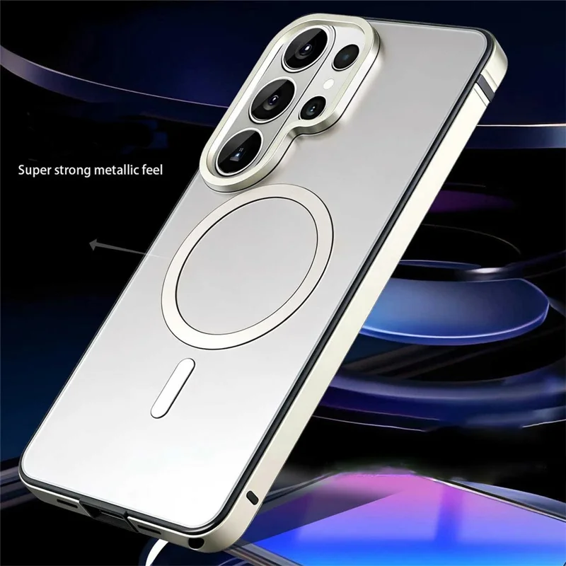 For Samsung Galaxy S26 Ultra Magnetic Case Metal TPU Frame PC Back Phone Cover - Silver