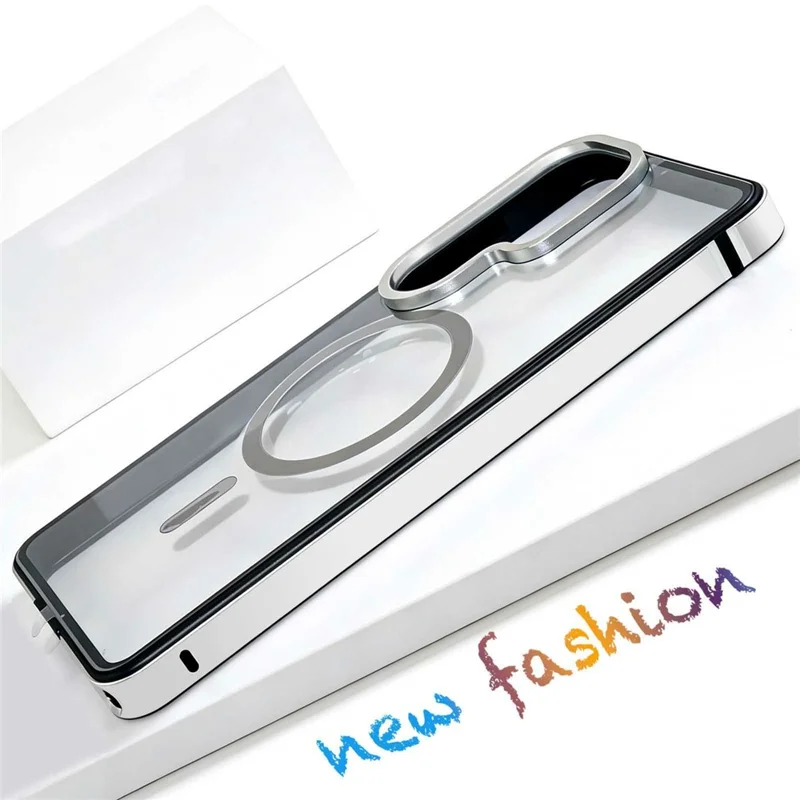 For Samsung Galaxy S26 Ultra Magnetic Case TPU+PC+Aluminum Alloy Frame Protective Cover - Transparent Black