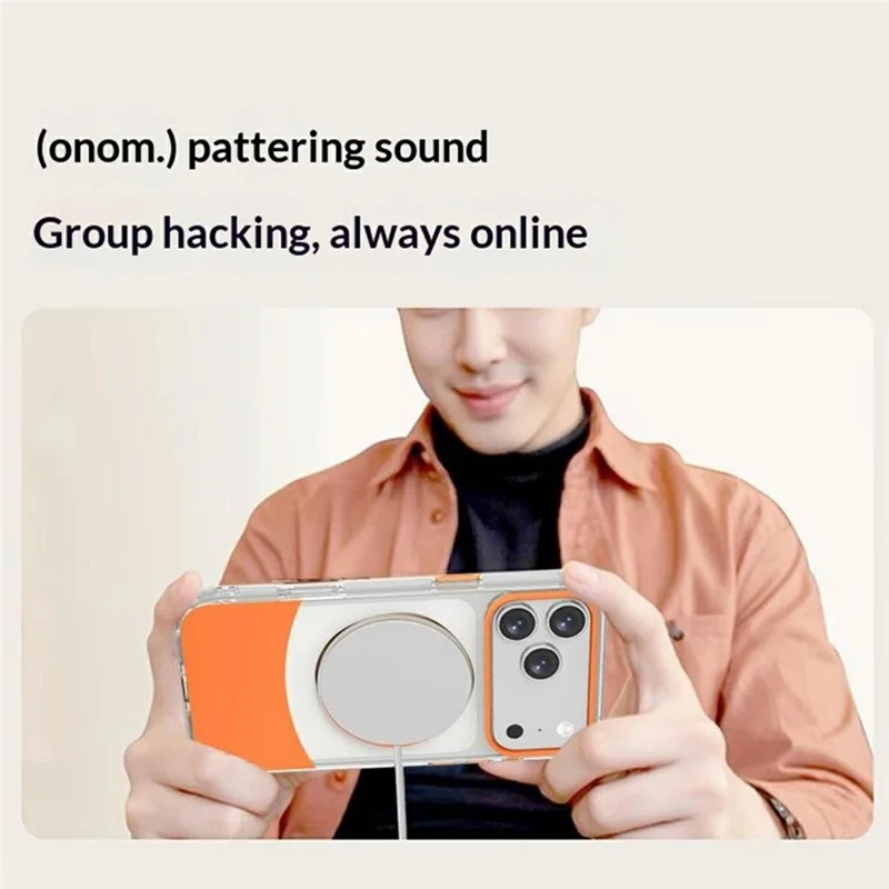 Bulk Purchasing For iPhone 17 Pro Max Case Transparent Colorful Design 360° Rotating Metal Kickstand Shockproof TPU Acrylic Cover - Orange