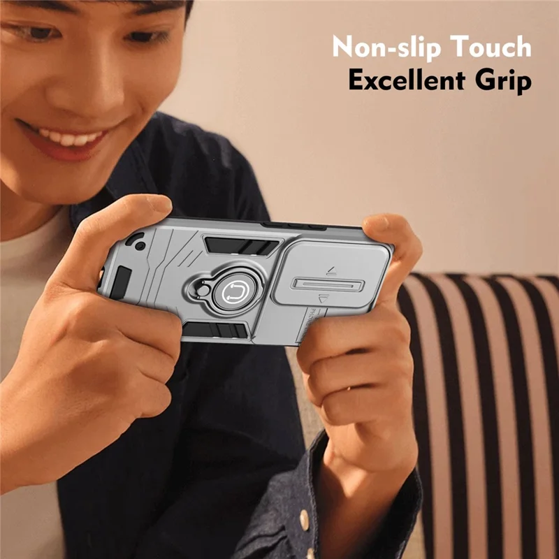 For TECNO Spark 40 Pro+ 4G Case Slide Camshield Kickstand PC + TPU Phone Cover - Grey