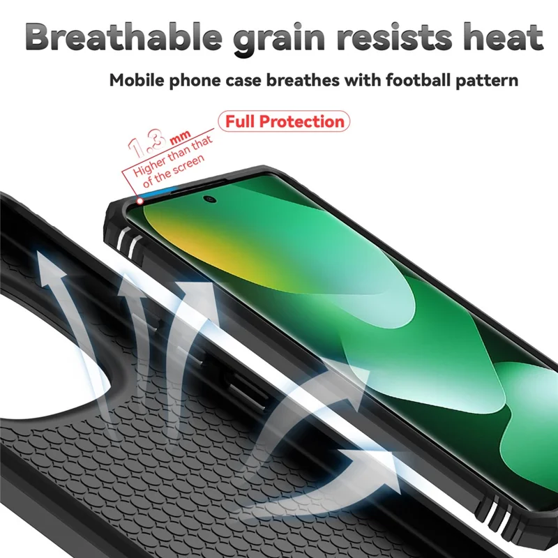 For Xiaomi Redmi Note 15 4G (Global) Case PC + TPU Phone Cover with Lens Protection Kickstand - Black