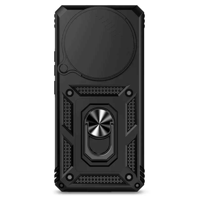For Xiaomi Redmi Note 15 4G (Global) Case PC + TPU Phone Cover with Lens Protection Kickstand - Black