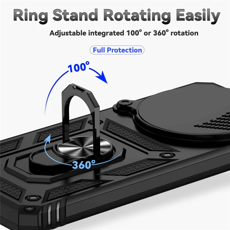 For Xiaomi Redmi Note 15 4G (Global) Case PC + TPU Phone Cover with Lens Protection Kickstand - Black