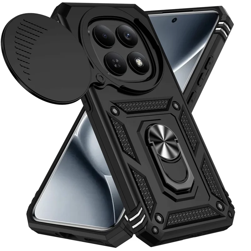 For Xiaomi Redmi Note 15 Pro 5G (Global) Case PC + TPU Phone Cover with Lens Protection Kickstand - Black