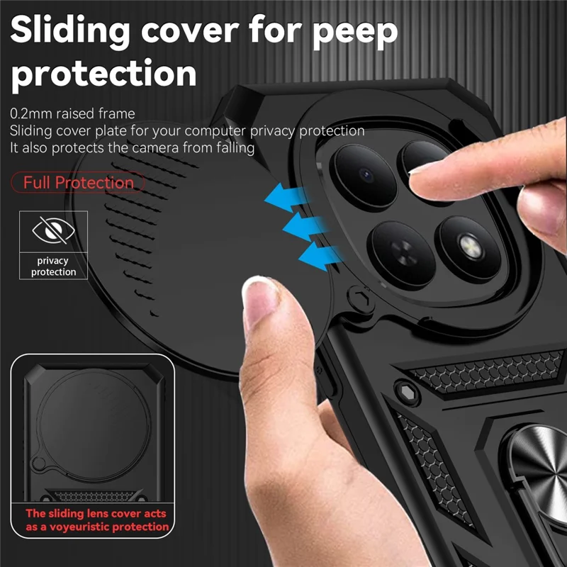 For Xiaomi Redmi Note 15 Pro 5G (Global) Case PC + TPU Phone Cover with Lens Protection Kickstand - Black