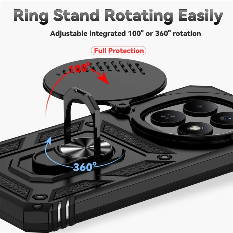 For Xiaomi Redmi Note 15 Pro 5G (Global) Case PC + TPU Phone Cover with Lens Protection Kickstand - Black