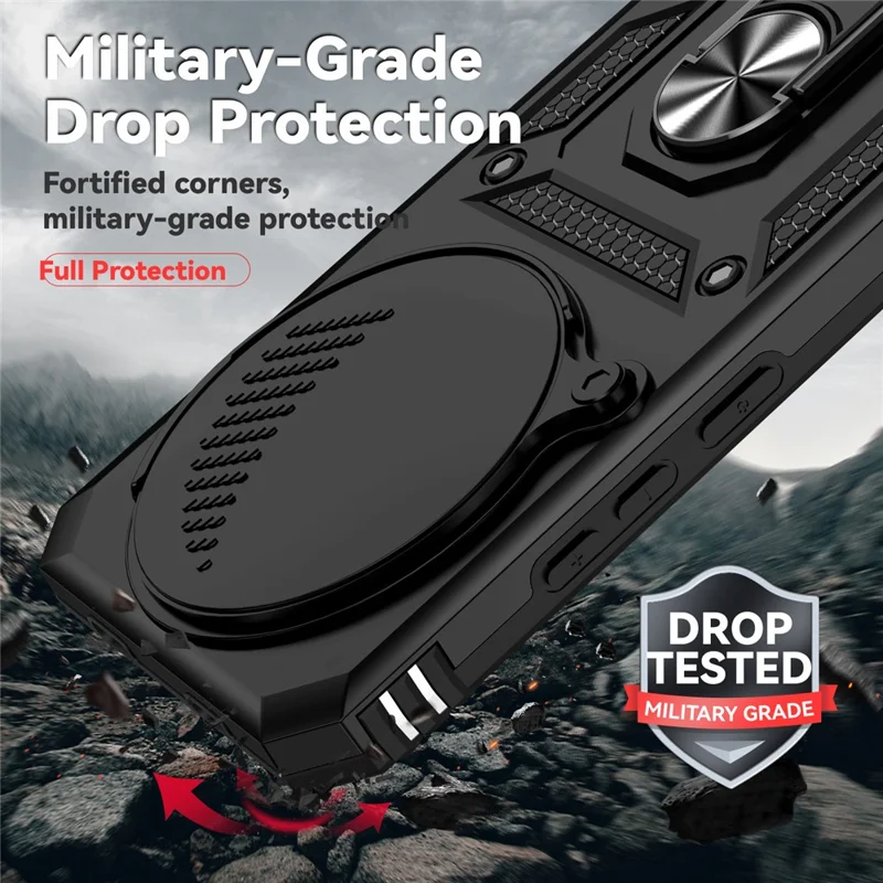 For Xiaomi Redmi Note 15 Pro 5G (Global) Case PC + TPU Phone Cover with Lens Protection Kickstand - Black