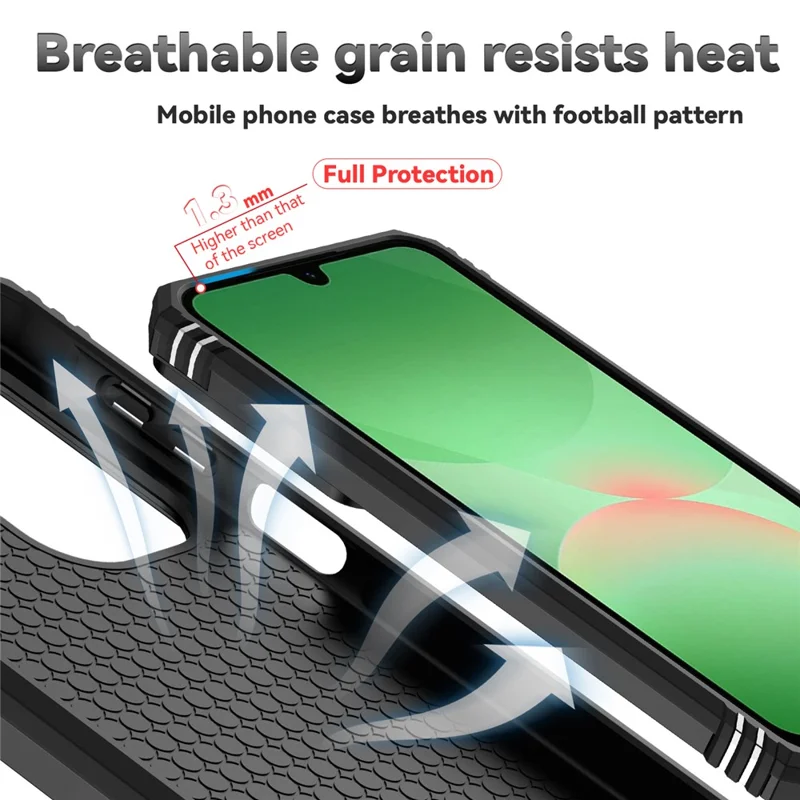 For Samsung Galaxy A27 Case PC + TPU Phone Cover with Lens Protection Kickstand - Black