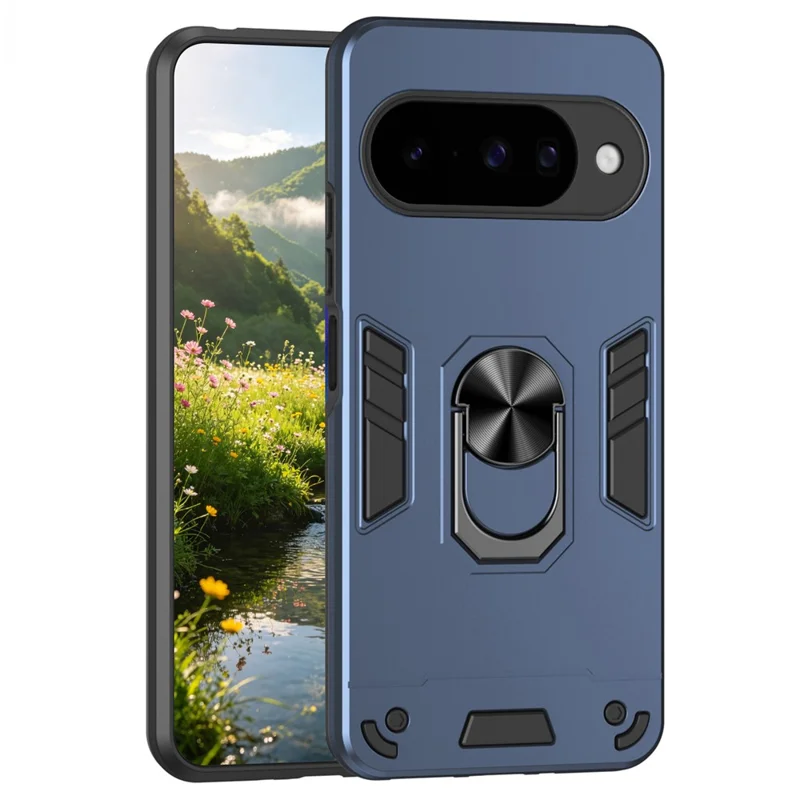 Case For Google Pixel 10  /  10 Pro PC + TPU Drop Defend Phone Cover with Ring Kickstand - Blue