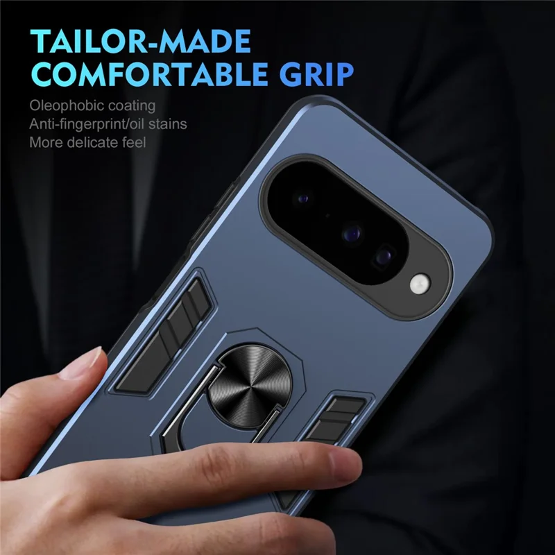 Case For Google Pixel 10  /  10 Pro PC + TPU Drop Defend Phone Cover with Ring Kickstand - Blue