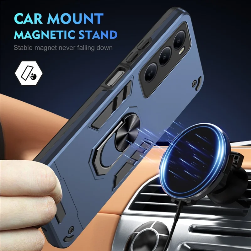 For itel A100 4G Case PC + TPU Drop Defend Phone Cover with Ring Kickstand - Blue