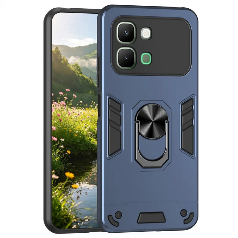 For Infinix Note Edge 5G Case PC + TPU Drop Defend Phone Cover with Ring Kickstand - Blue