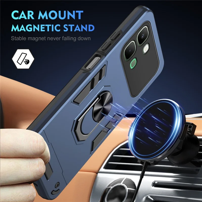 For Infinix Note Edge 5G Case PC + TPU Drop Defend Phone Cover with Ring Kickstand - Blue