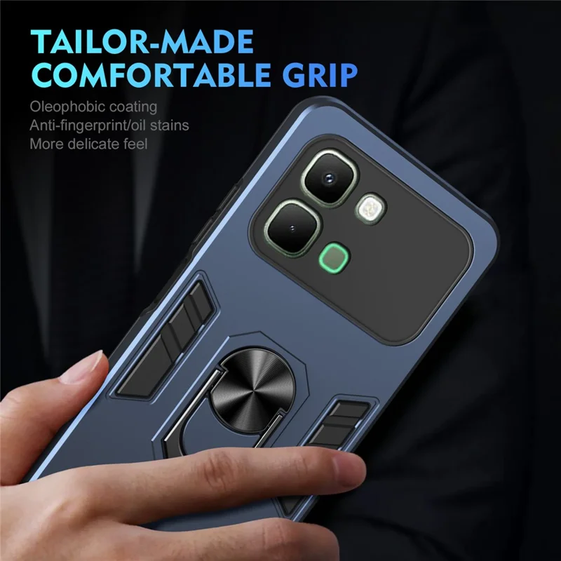 For Infinix Note Edge 5G Case PC + TPU Drop Defend Phone Cover with Ring Kickstand - Blue